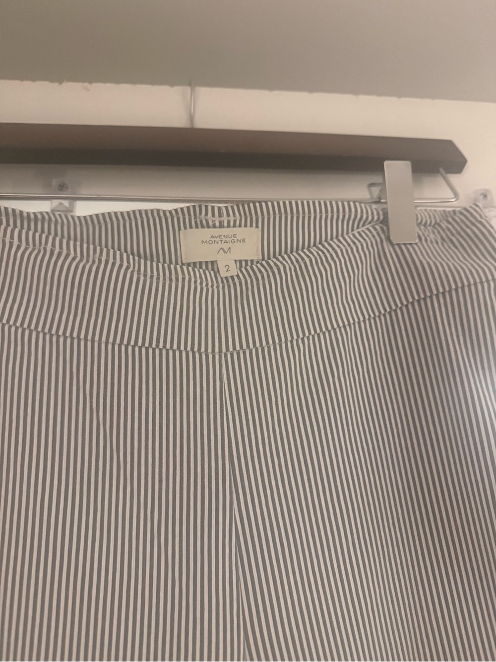 Striped Wide-Leg Jeans in Light Blue and White